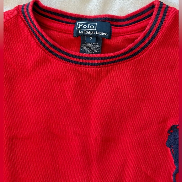 POLO RALPH LAUREN Boys Size 7 Short Sleeve Mesh T-Shirt Red BIG Pony - Picture 3 of 5